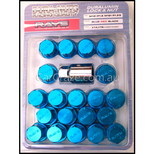 Rays Engineering Style Wheel Lug Dura Nuts 35mm M12 x 1.25 Blue