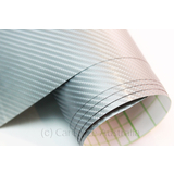 4D Gloss Carbon Fibre Silver Vinyl Wrap Car Auto Decal Film - 300cm x 152cm