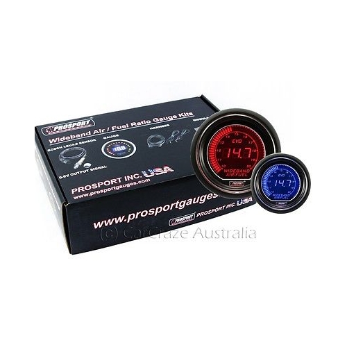 Prosport Evo Series Wideband Air Fuel Ratio Car Auto Gauge Kit 52mm - Blue / Red