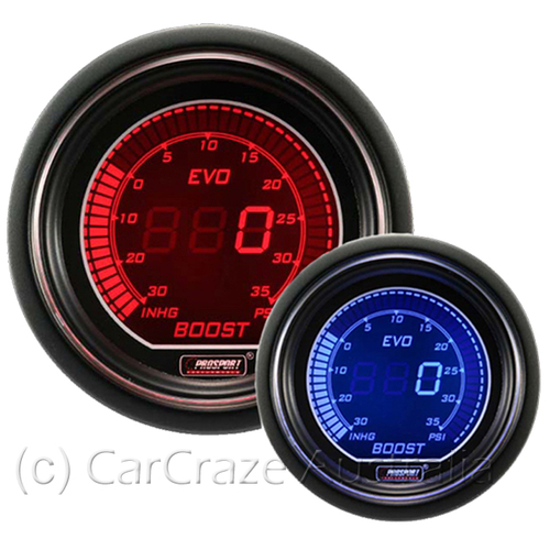 Prosport Evo Electrical Digital Boost Gauge 52mm - Blue / Red 216EVOBO-PSI